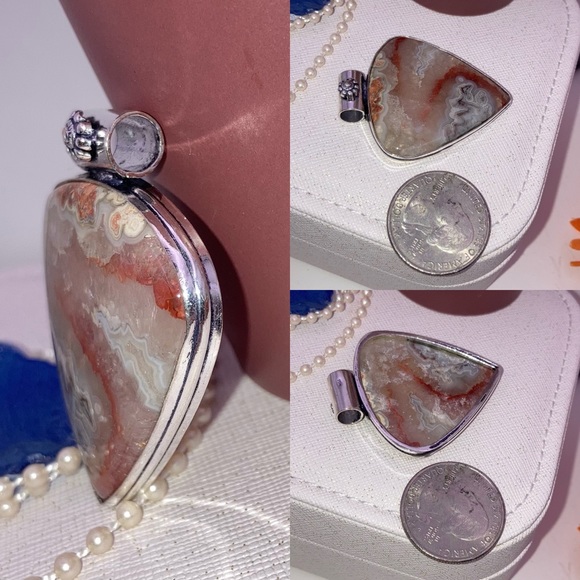 Laguna Lace Agate Gemstone Handmade Slider Pendant - Picture 7 of 10